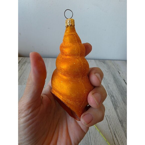 Radko vintage yellow sea swirl seashell shell glitter Beach ornament glass Hawai - Picture 5 of 9